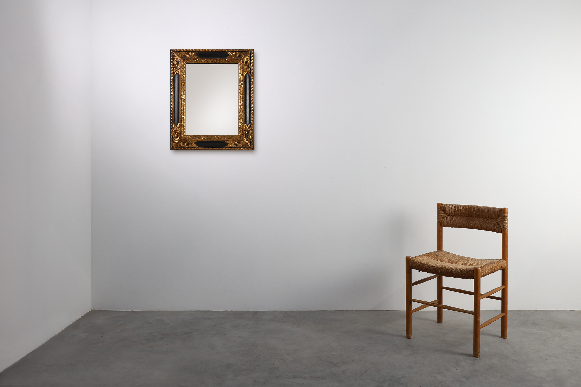 Carved Baroque Black and Giltwood Mirror, France 1850sthumbnail